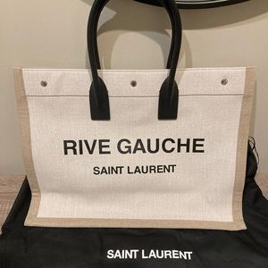 Saint Laurent Canvas/Leather Tote Bag